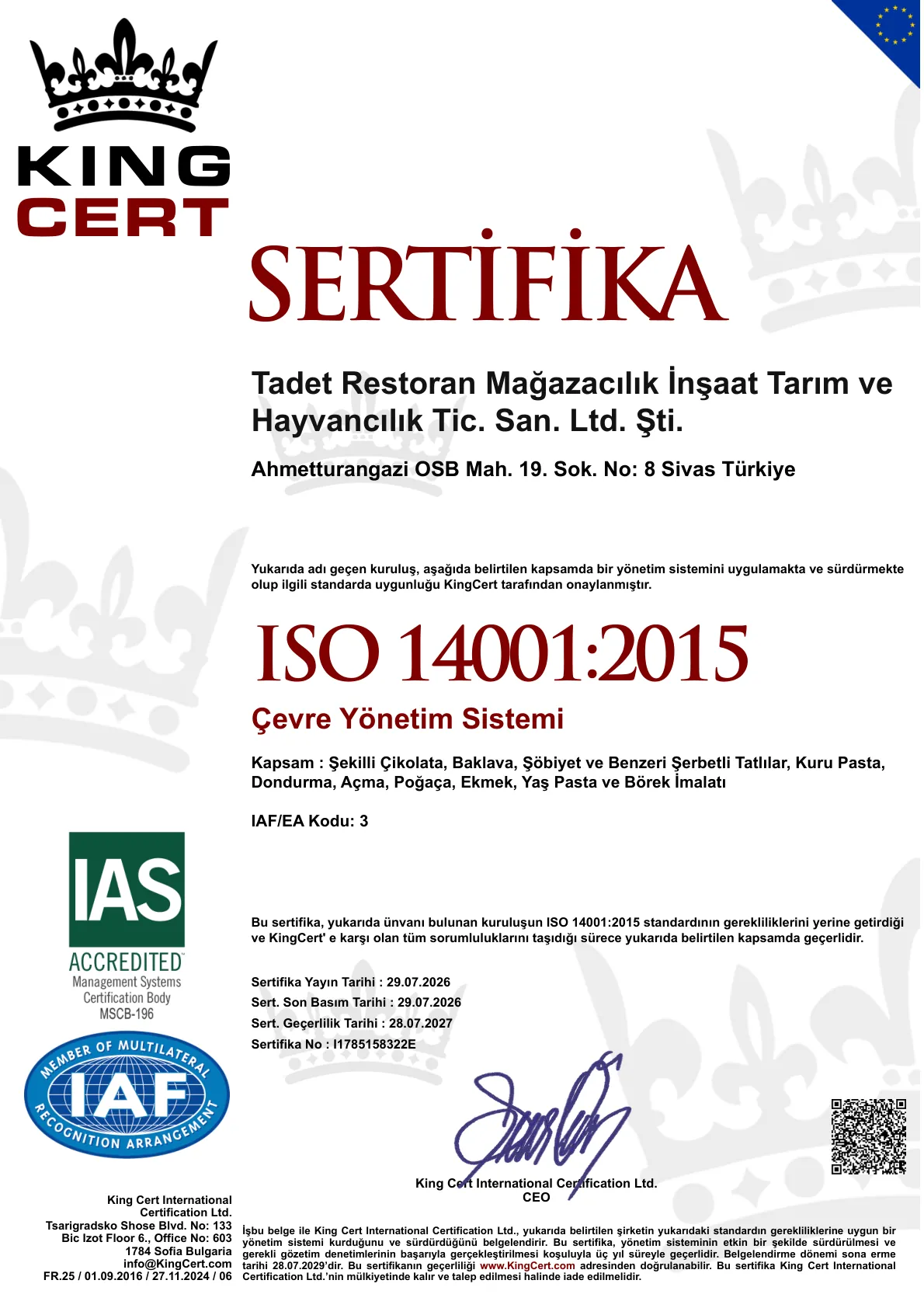 ISO 14001:2015 Çevre Yönetim Sistemi (Türkçe)