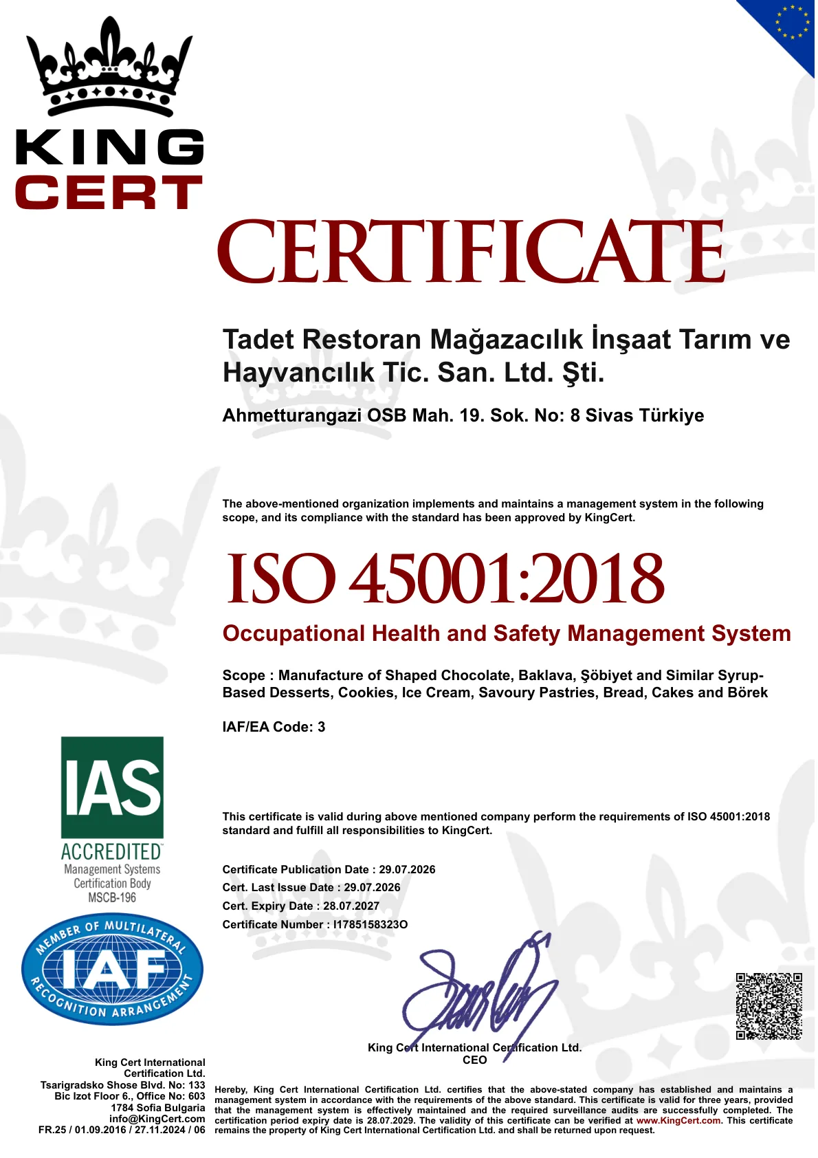 ISO 45001:2018 Occupational Health and Safety Management System (English)
